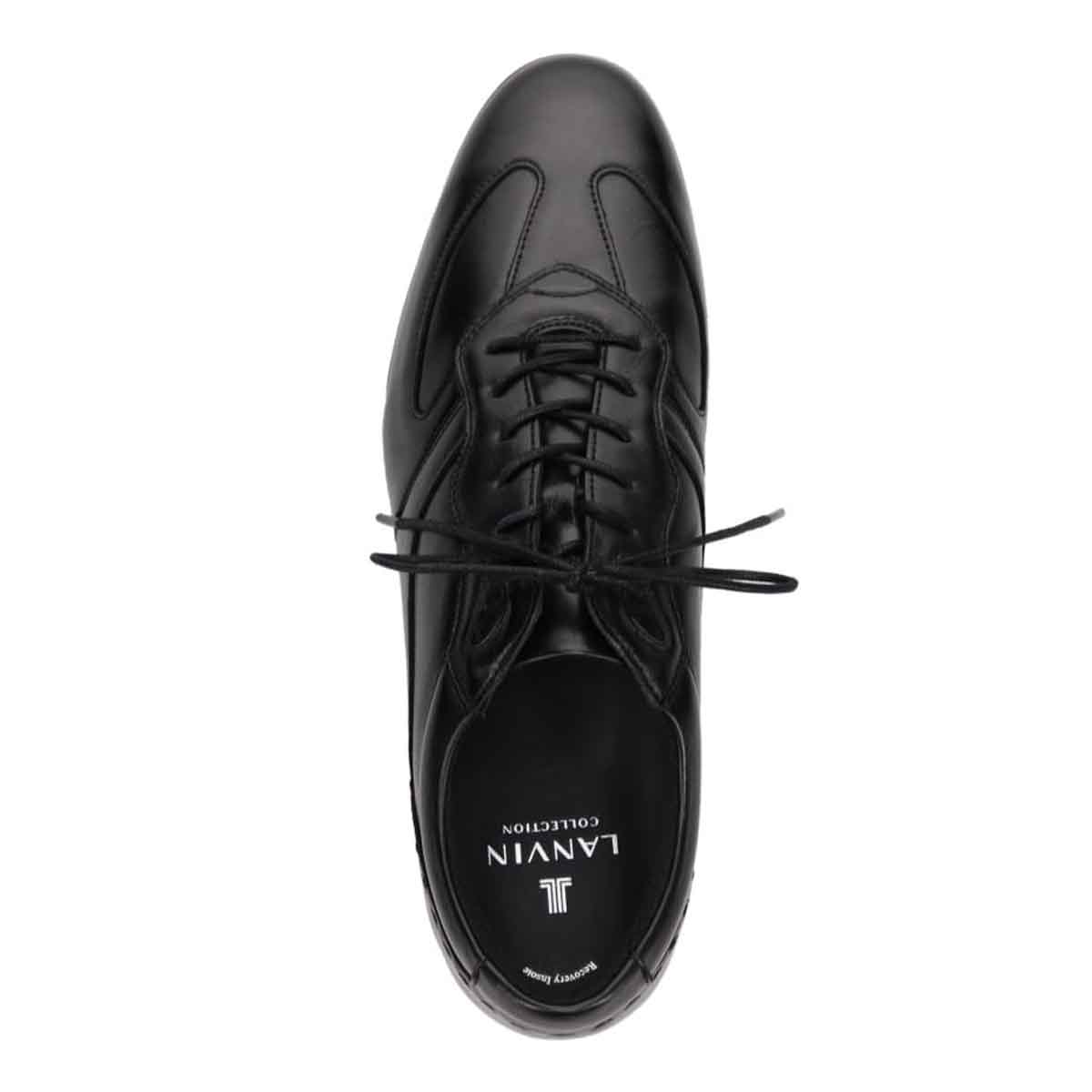 ランバンコレクション LANVIN COLLECTION 「Recovery Shiatsu Insole」搭載で指圧効果により血行をよくする。軽快な履き心地のレースアップレザーカジュアルシューズ　LV1024XR BLACK 25