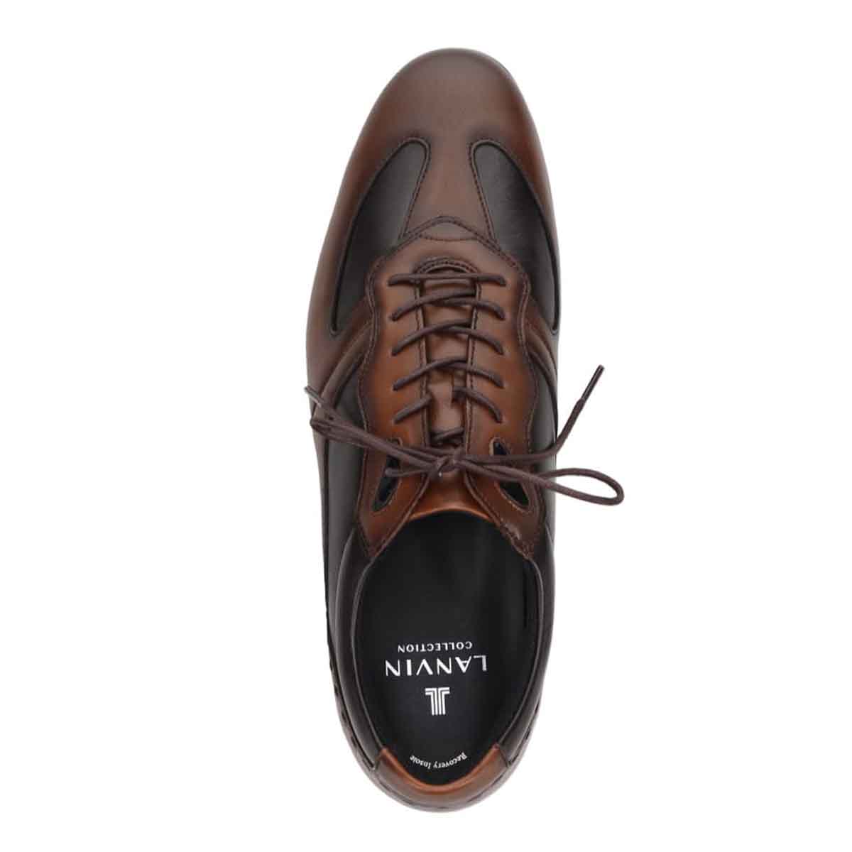 ランバンコレクション LANVIN COLLECTION 「Recovery Shiatsu Insole」搭載で指圧効果により血行をよくする。軽快な履き心地のレースアップレザーカジュアルシューズ　LV1024XR D-BROWN/BROWN 25