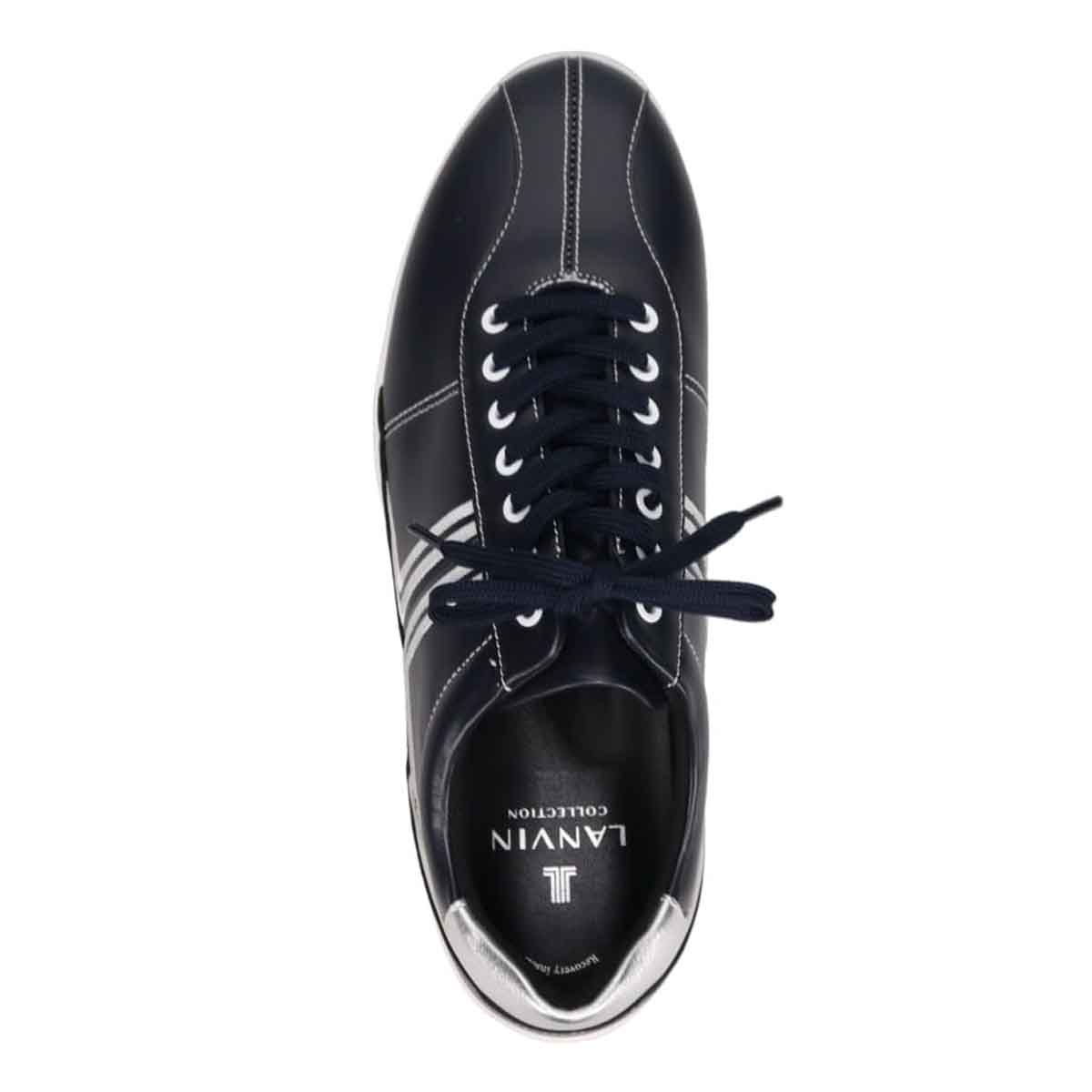 ランバンコレクション LANVIN COLLECTION 「リカバリー指圧インソール」搭載で指圧効果により血行を115％促進。ドライビング カジュアルスニーカー　LV2025XR NAVY 25.0
