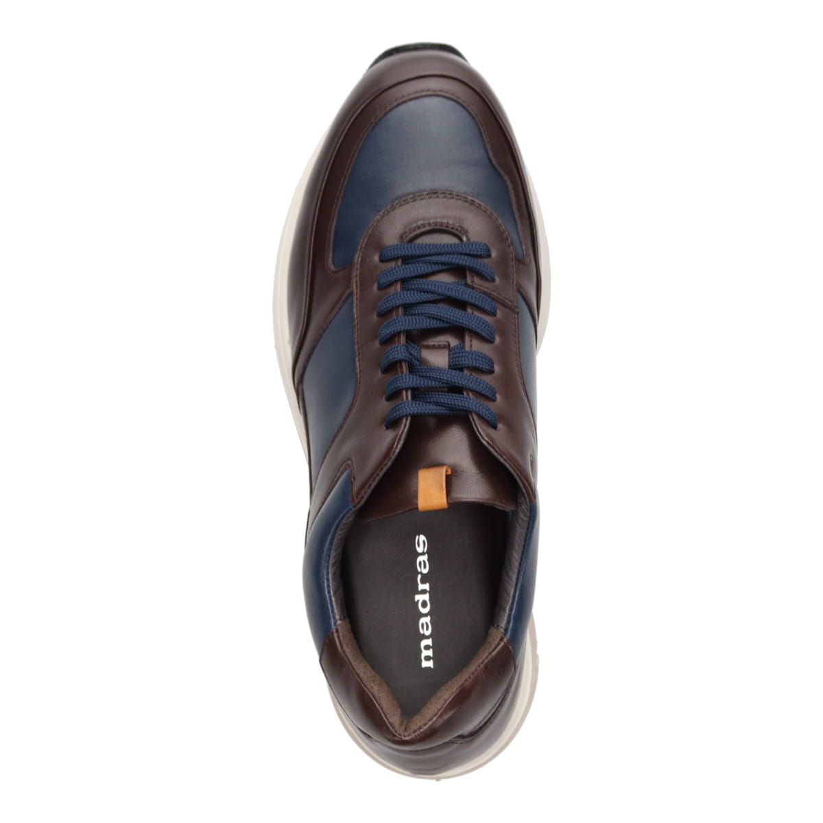 madras ON,OFFボーダーレスなレザースニーカー　M487 D-BROWN/NAVY 25.0