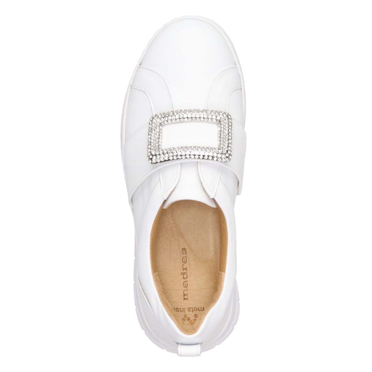 マドラス madras 特許 metaインソール搭載 ビジューデザインのレザースニーカー　MAL9117MT WHITE 36（23.0ｃｍ相当）