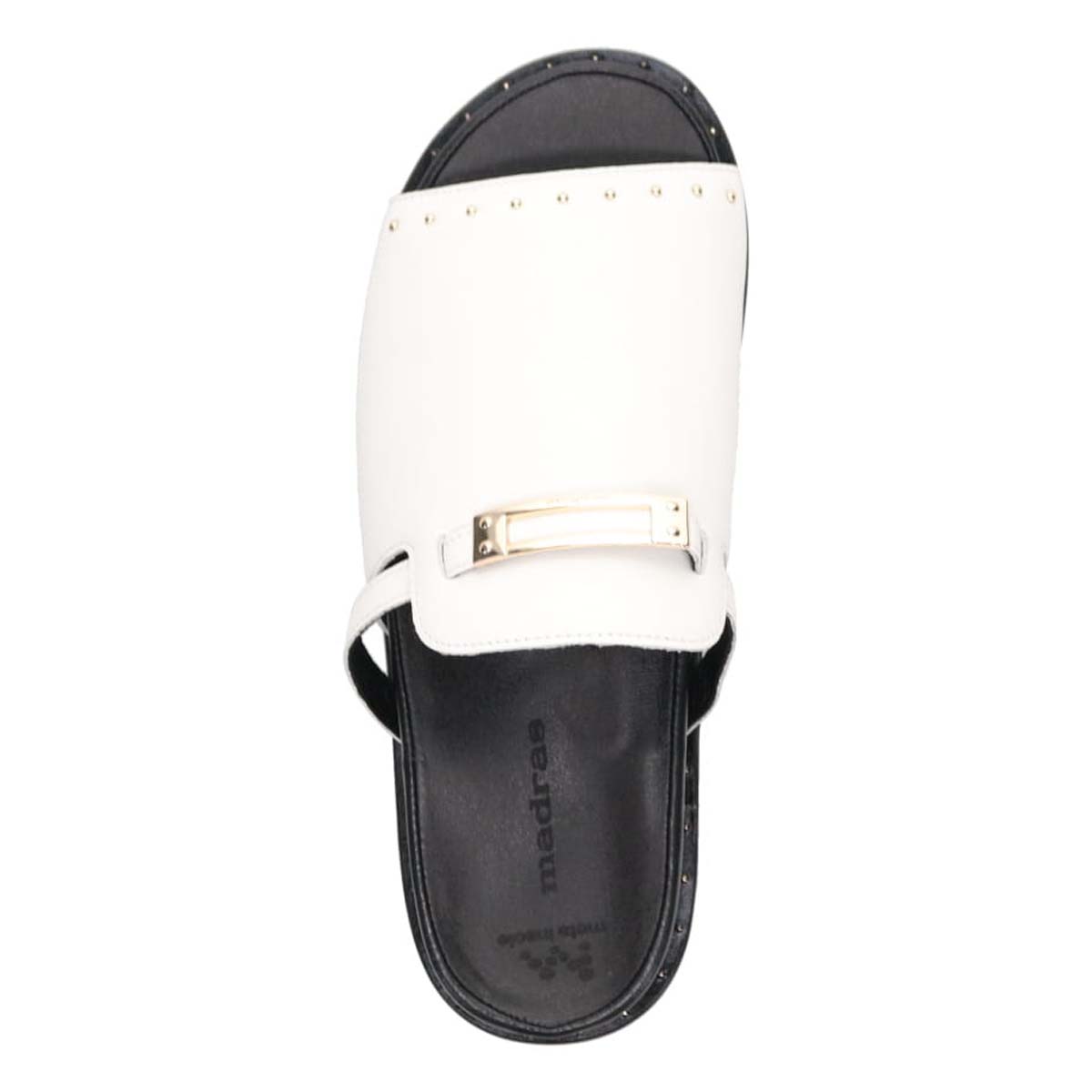 マドラス madras metaインソール搭載  エレガントな装飾が映える上品なフットベットサンダル MAL9140MT WHITE M（23～23.5ｃｍ）