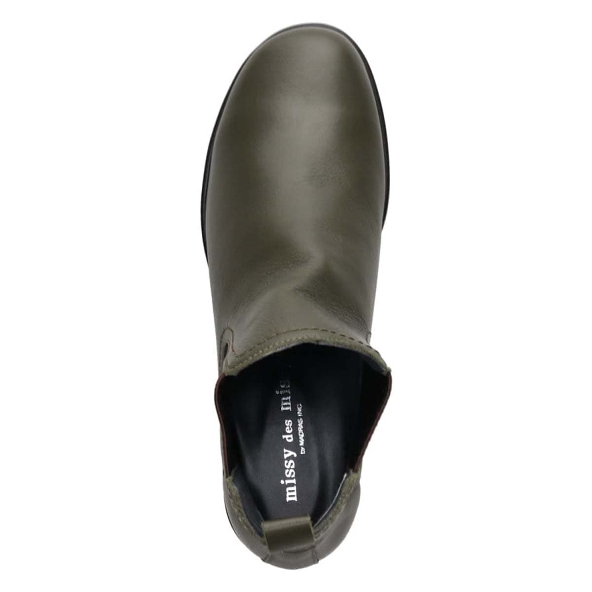 【抗菌加工】ミッシー デ ミッシー missy des missy しっとり＆ソフトなさわり心地が特徴の牛革を使用した ショート丈 サイドゴアブーツ  MMD4631A KHAKI 23