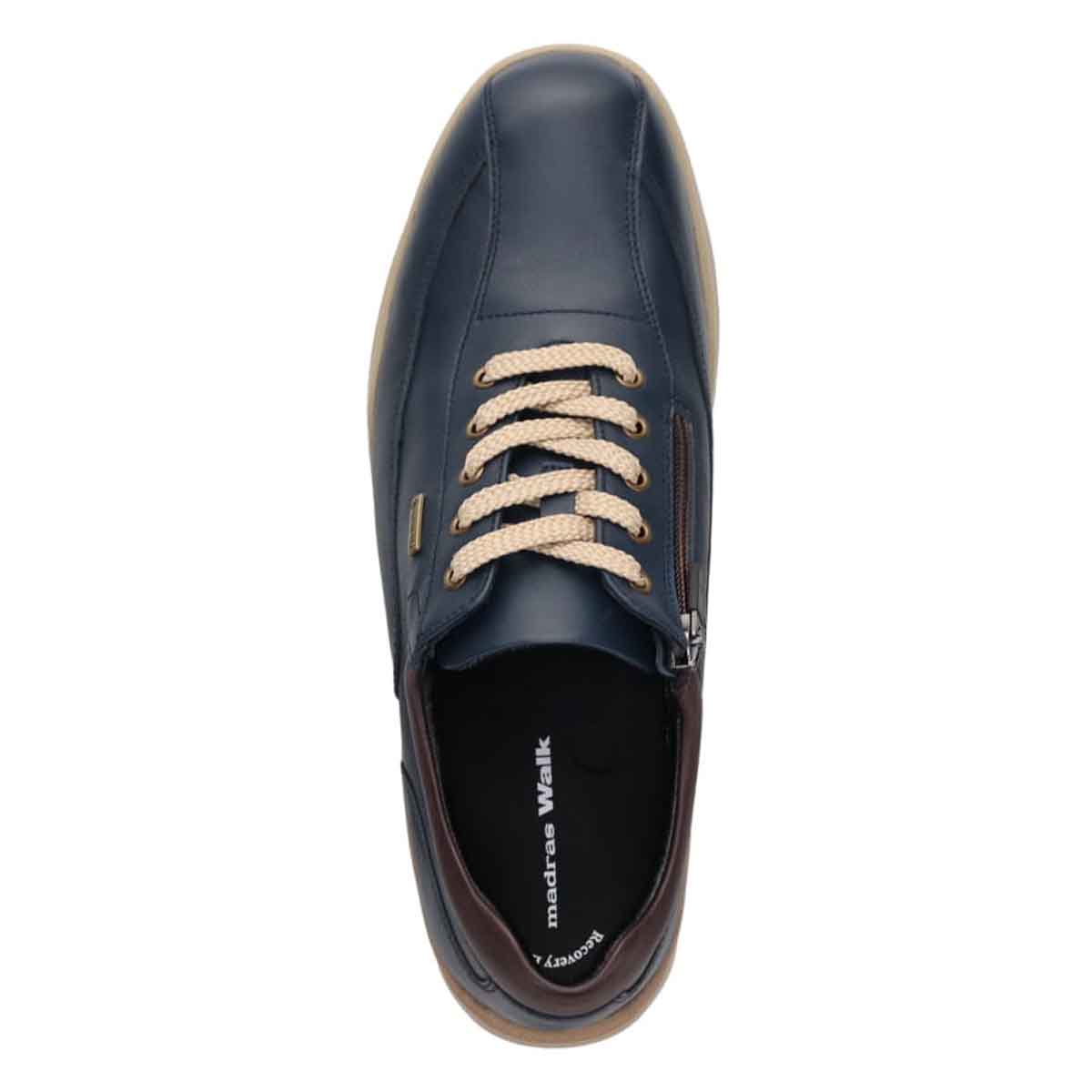 【GORE-TEX】マドラスウォーク madras Walk 「Recovery Shiatsu Insole」搭載で指圧効果により血行をよくする。　全天候快適 ゴアテックス　レースアップタウンカジュアルシューズ　MW7400R NAVY 25.0