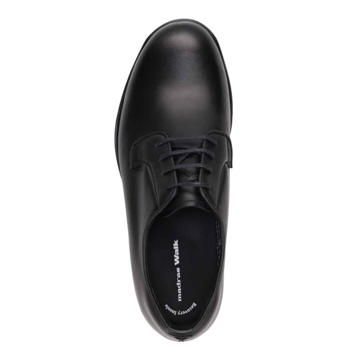 【GORE-TEX×防滑】madras Walk「Recovery Shiatsu Insole」搭載　指圧効果により血行をよくする。ゴアテックス搭載   防滑  幅広4E ラウンド 外羽根プレーントゥドレスカジュアルシューズ　MW7411HR BLACK 25.0