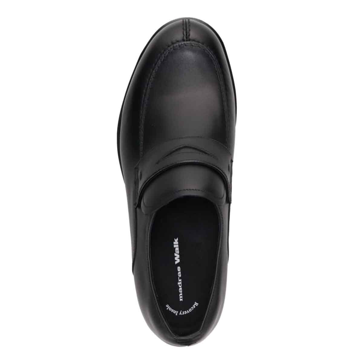 【GORE-TEX×防滑】madras Walk「Recovery Shiatsu Insole」搭載　指圧効果により血行をよくする。ゴアテックス搭載   防滑  幅広4E ラウンド スリッポンドレスカジュアルシューズ　MW7412HR BLACK 25.0