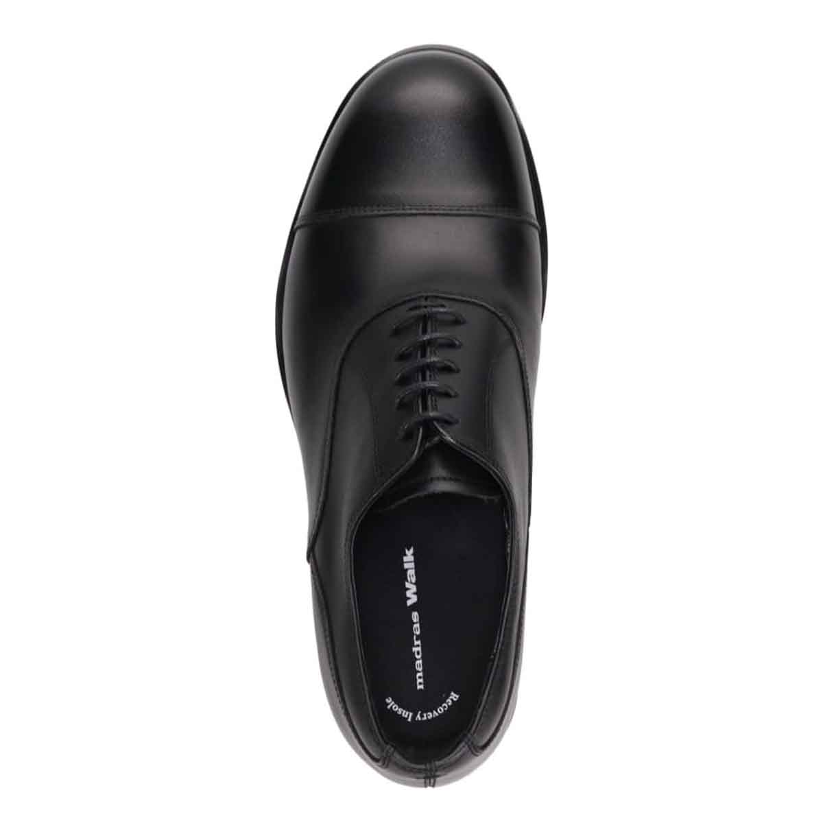 【GORE-TEX】madras Walk「Recovery Shiatsu Insole」搭載　指圧効果により血行をよくする。ゴアテックス搭載   防滑  幅広4E  ラウンド 内羽根ストレートチップドレスカジュアルシューズ　MW7413HR BLACK 25.0