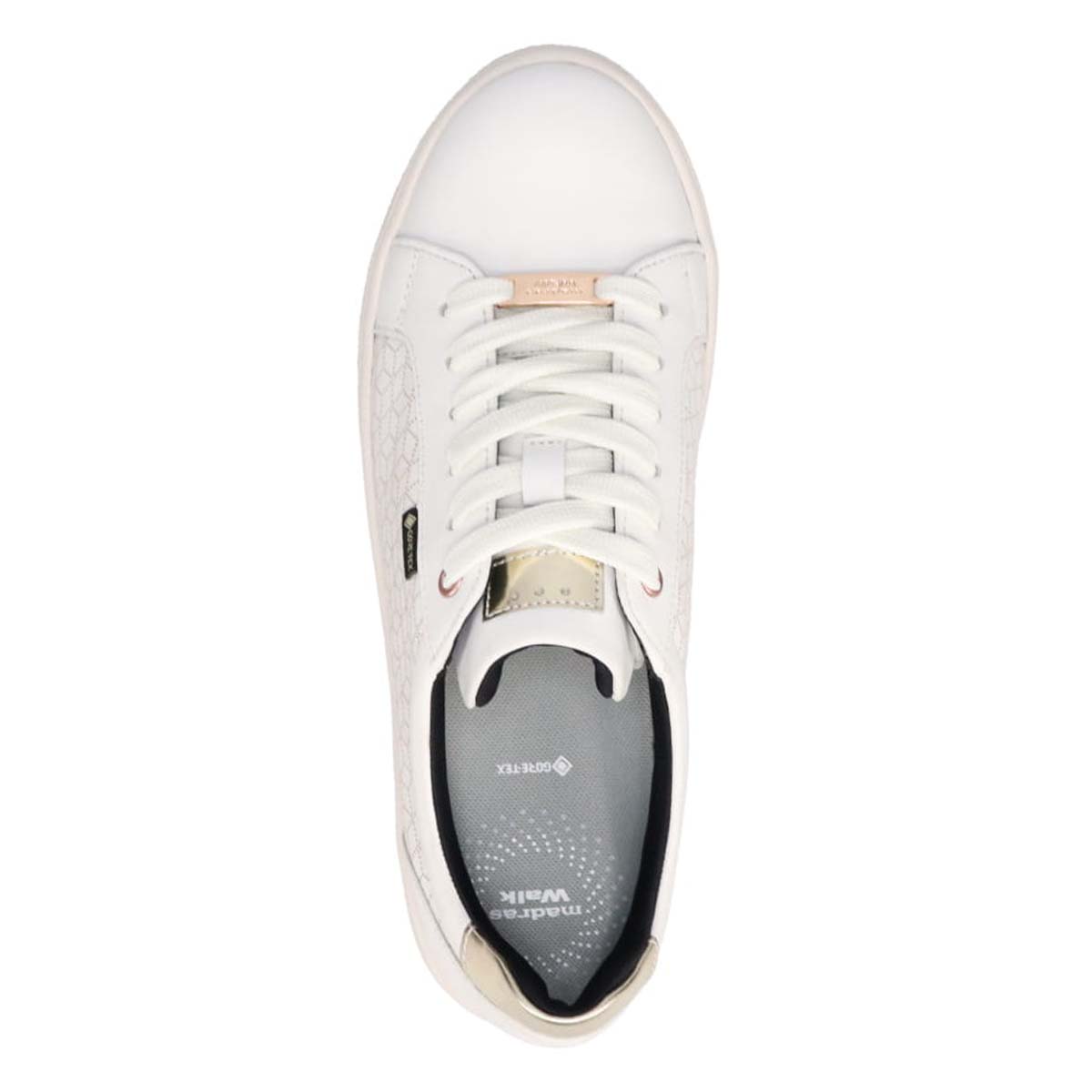 【GORE-TEX】マドラスウォーク madras Walk　幾何学模様レースアップ レザースニーカー  MWL1022C WHITE-METALLIC 23