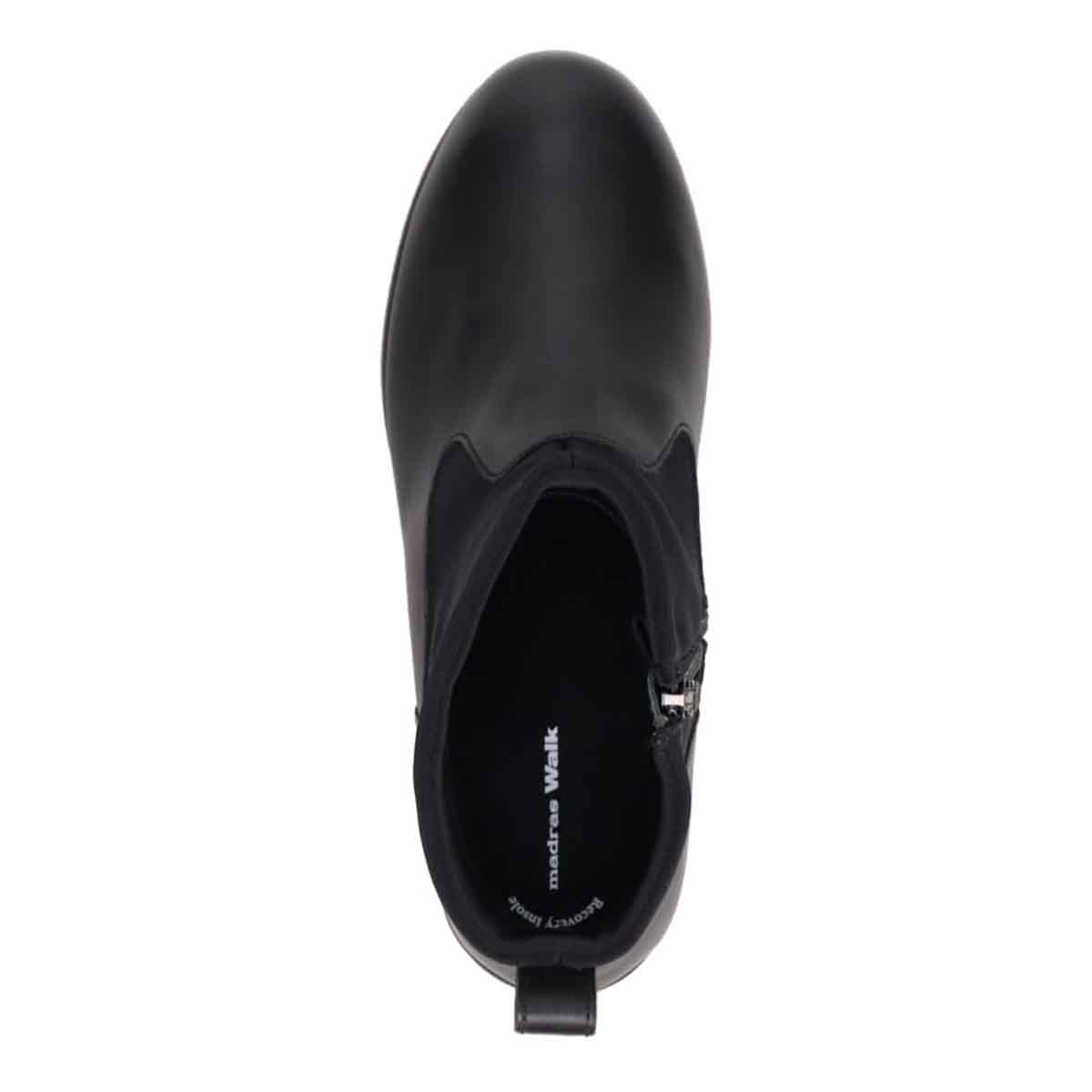 【GORE-TEX】マドラスウォーク madras Walk 「Recovery Shiatsu Insole」搭載で指圧効果により血行をよくする。　雨の日でも快適 5.0cmヒールのショートブーツ　MWL1026R BLACK 23.0