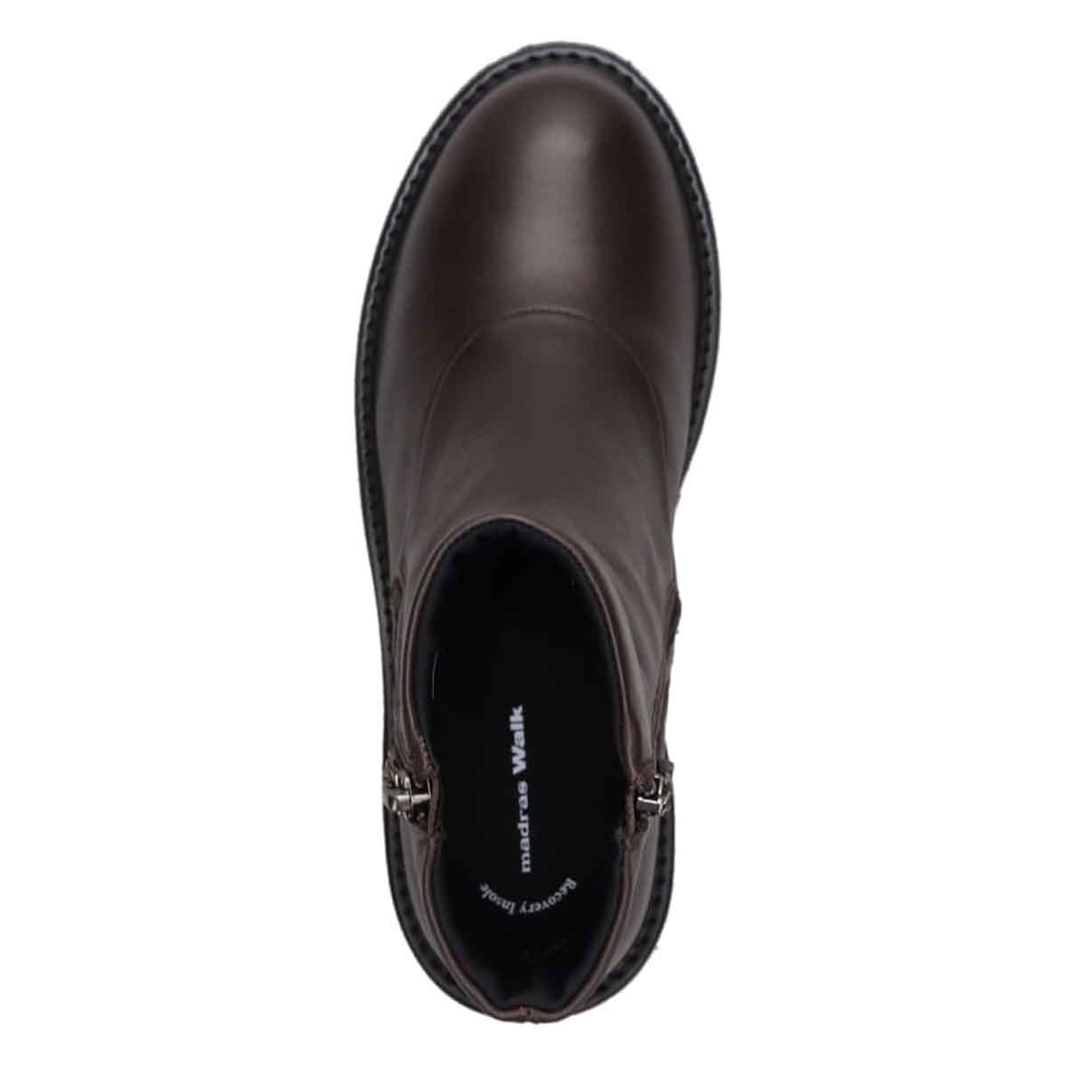 【GORE-TEX】マドラスウォーク madras Walk 「Recovery Shiatsu Insole」搭載　指圧効果により血行をよくする。防滑×防水　4.5cmヒールのタンクソールダブルファスナーブーツ  MWL1049R D-BROWN 23.0