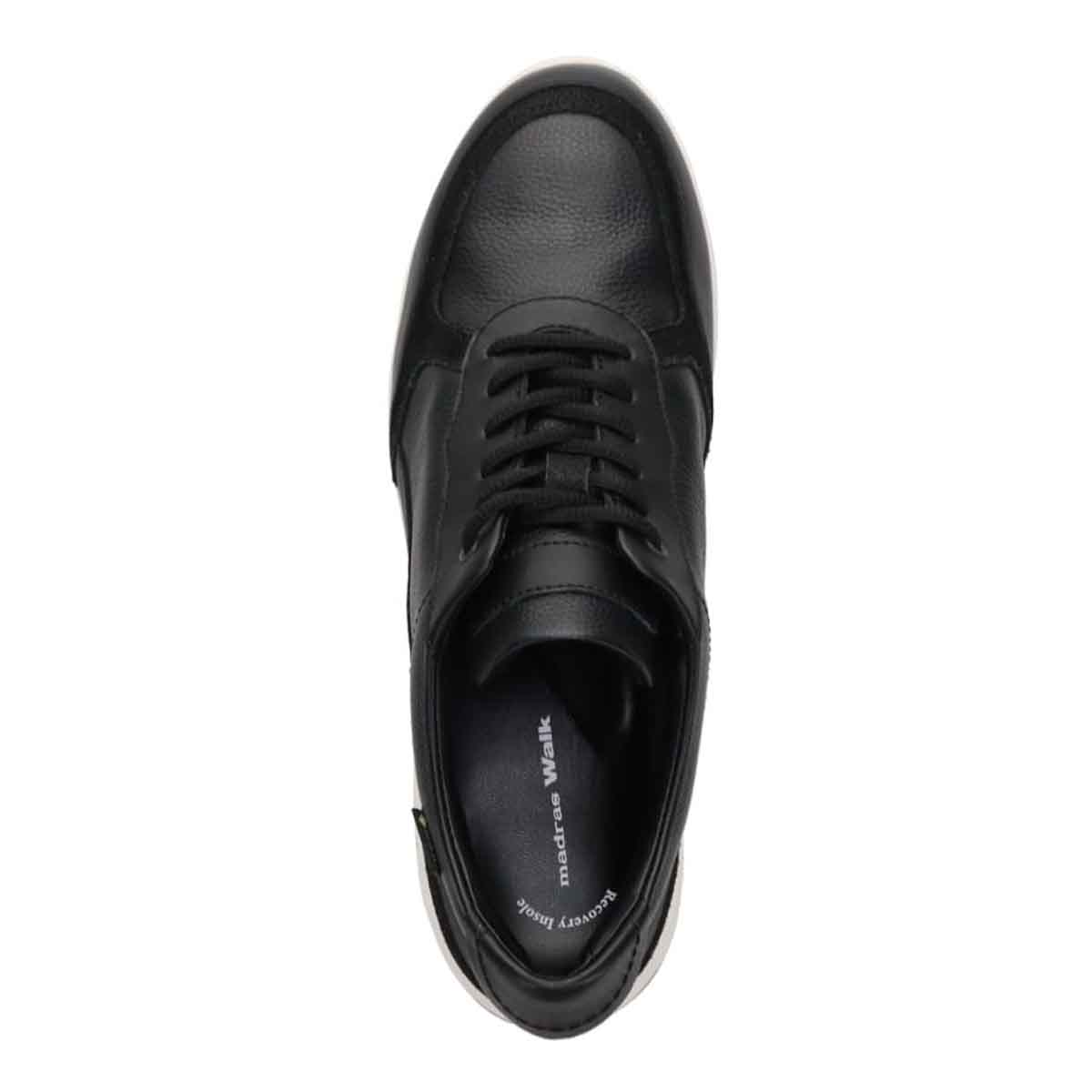 【GORE-TEX】マドラスウォーク madras Walk 「Recovery Shiatsu Insole」搭載で指圧効果により血行をよくする。旅行に最適 ウォーキングレザースニーカー　MWL1204R BLACK 23.0