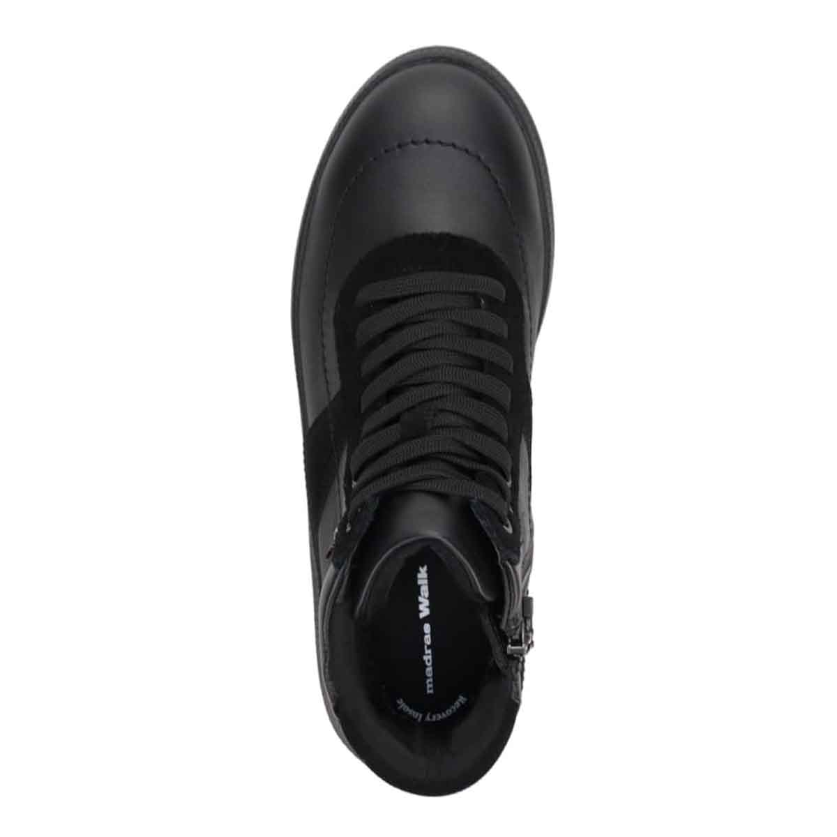【GORE-TEX】マドラスウォーク madras Walk 「Recovery Shiatsu Insole」搭載　指圧効果により血行をよくする。ミッドカットスニーカー MWL4009R BLACK 23.0