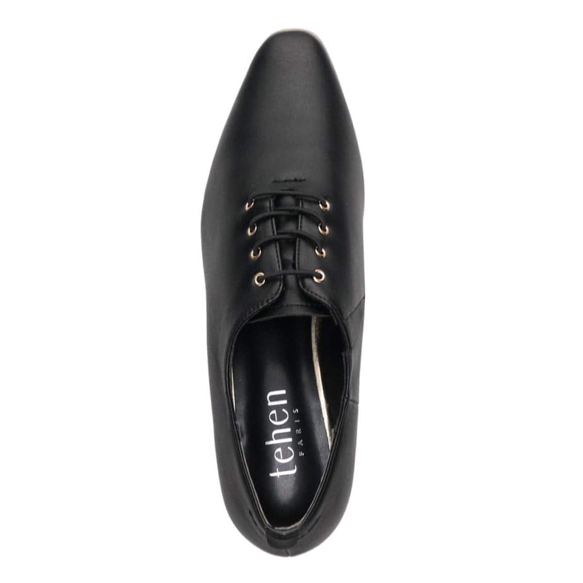 テーン tehen レースアップ ベーシックフラットパンプス　TN1801 BLACK 23.0