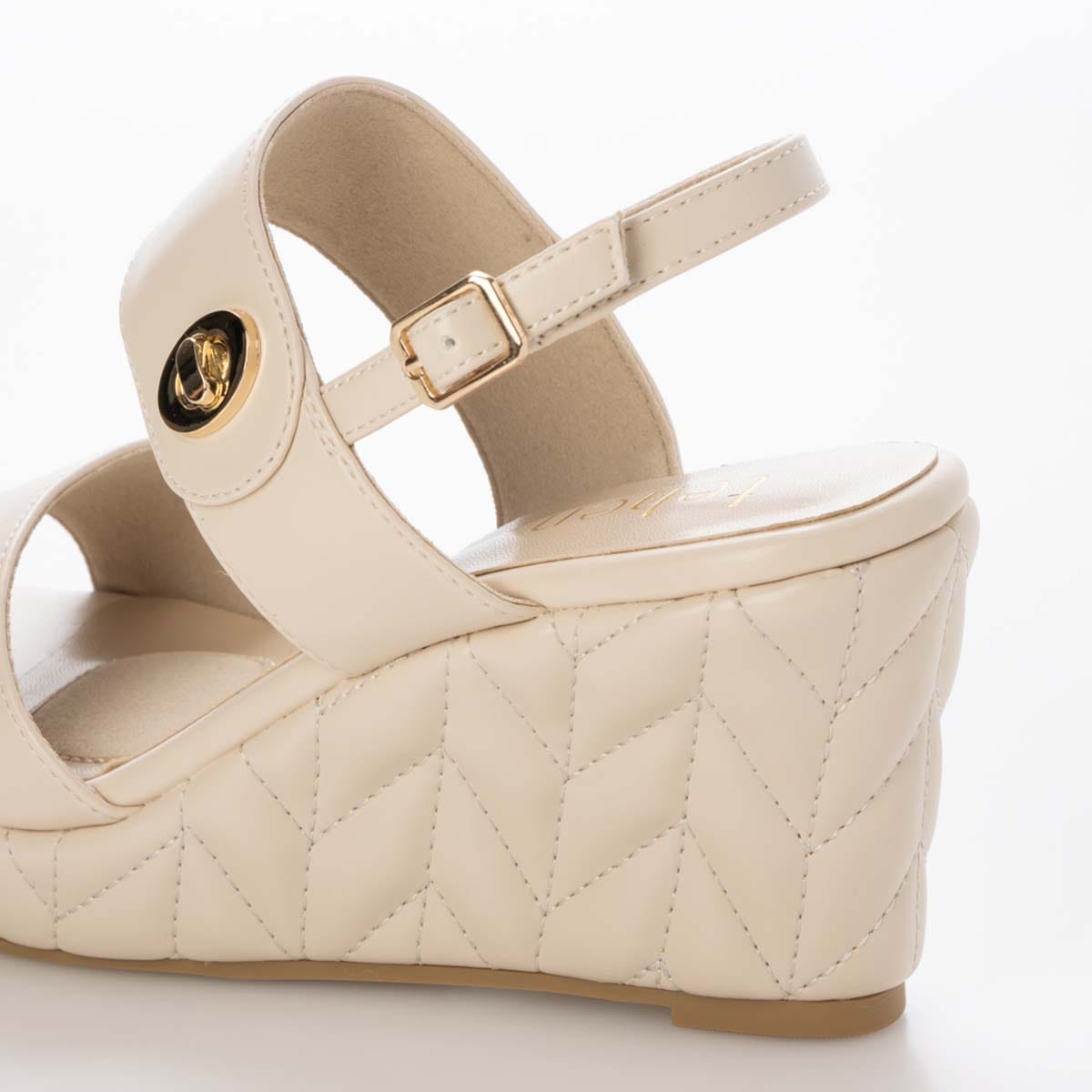 テーン tehen 高級感あふれる質感と、安定の7.5cmヒールで夏のお出かけをエレガントに。ウェッジサンダル　TN1808 BEIGE 23.0