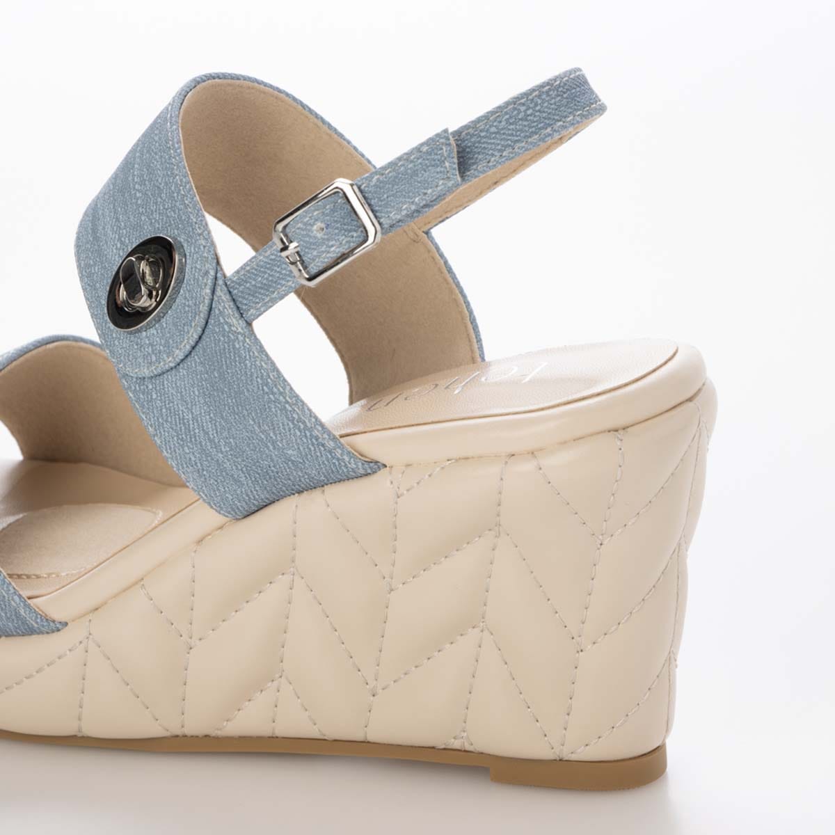 テーン tehen 高級感あふれる質感と、安定の7.5cmヒールで夏のお出かけをエレガントに。ウェッジサンダル　TN1808 BLUE 23.0