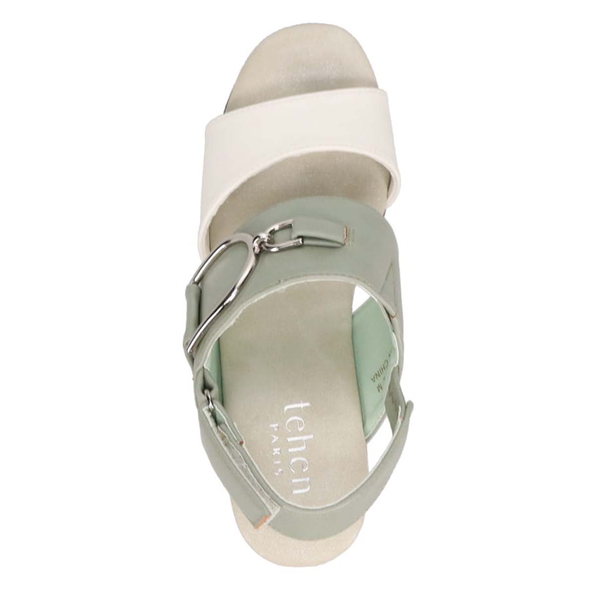 テーン tehen ボリューム感たっぷり♪きれいめカジュアルウェッジヒールサンダル　TN2303 WHITE/GREEN M　(23.0～23.5)