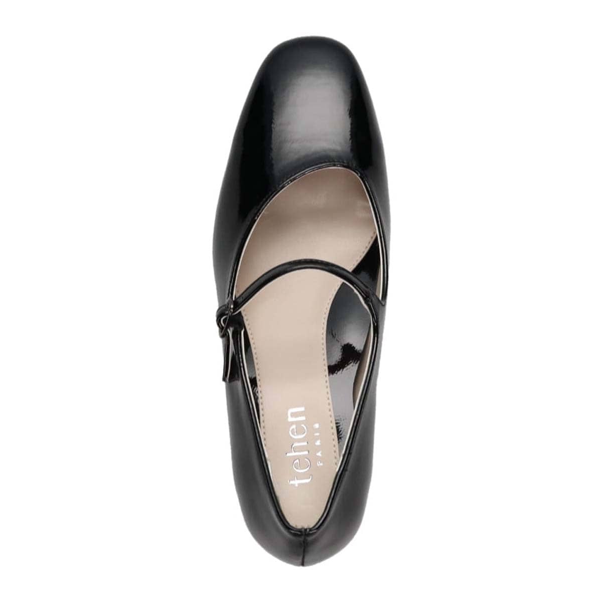 テーン tehen 甲ストラップ付　5.5cmヒールベーシックパンプス　TN5514 BLACK-ENAMEL 23