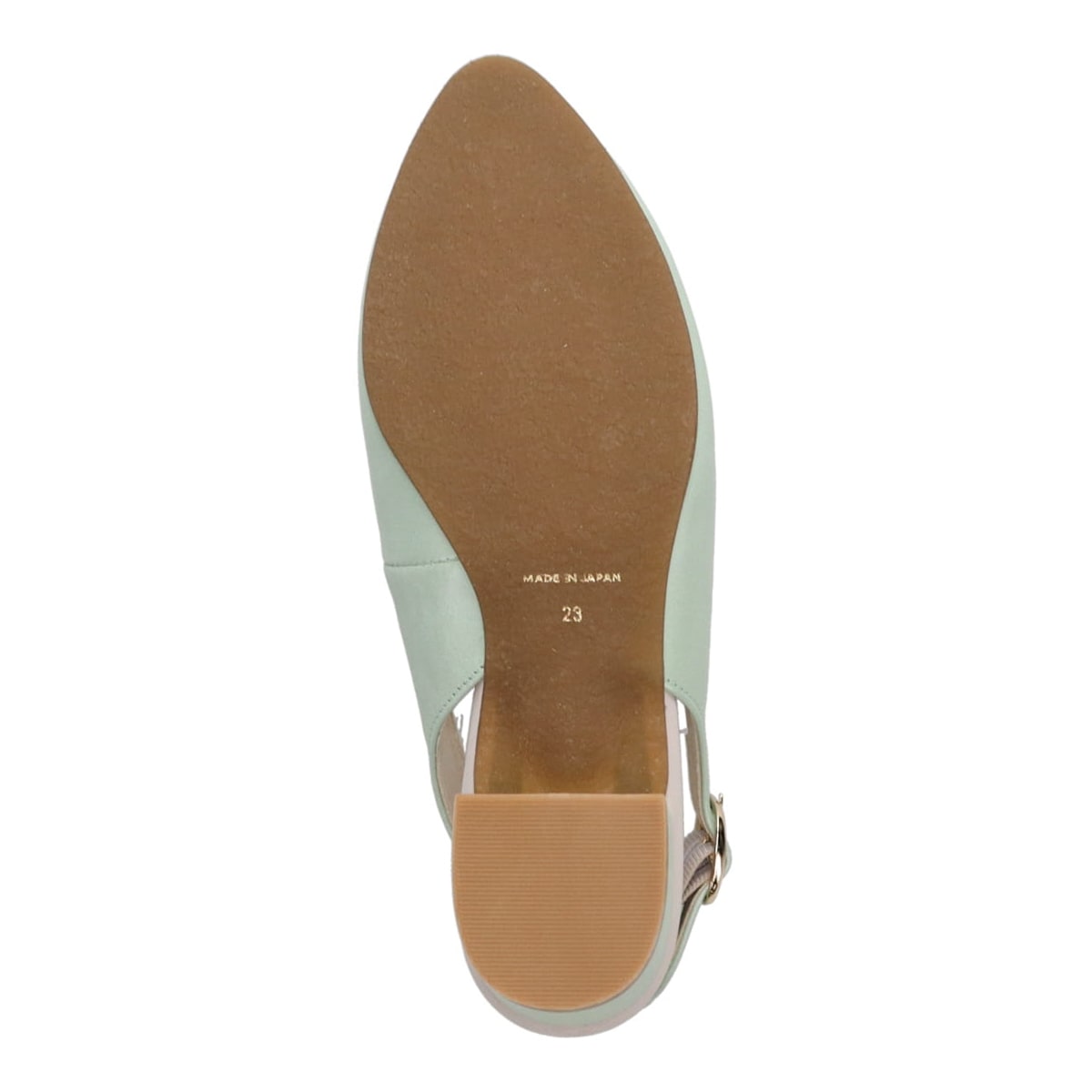 【抗ウイルス・抗菌加工】深めのVカットが可愛い ポインテッドバックストラップパンプス　DML1307 GREEN 23.0
