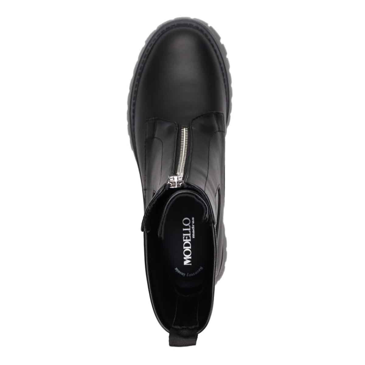 【撥水仕様】モデロ MODELLO 「Recovery Shiatsu Insole」搭載で指圧効果により血行を115％促進。 COVEROSS Bee 5.5cmヒール タンクソールショートブーツ DML5504R BLACK 23.0