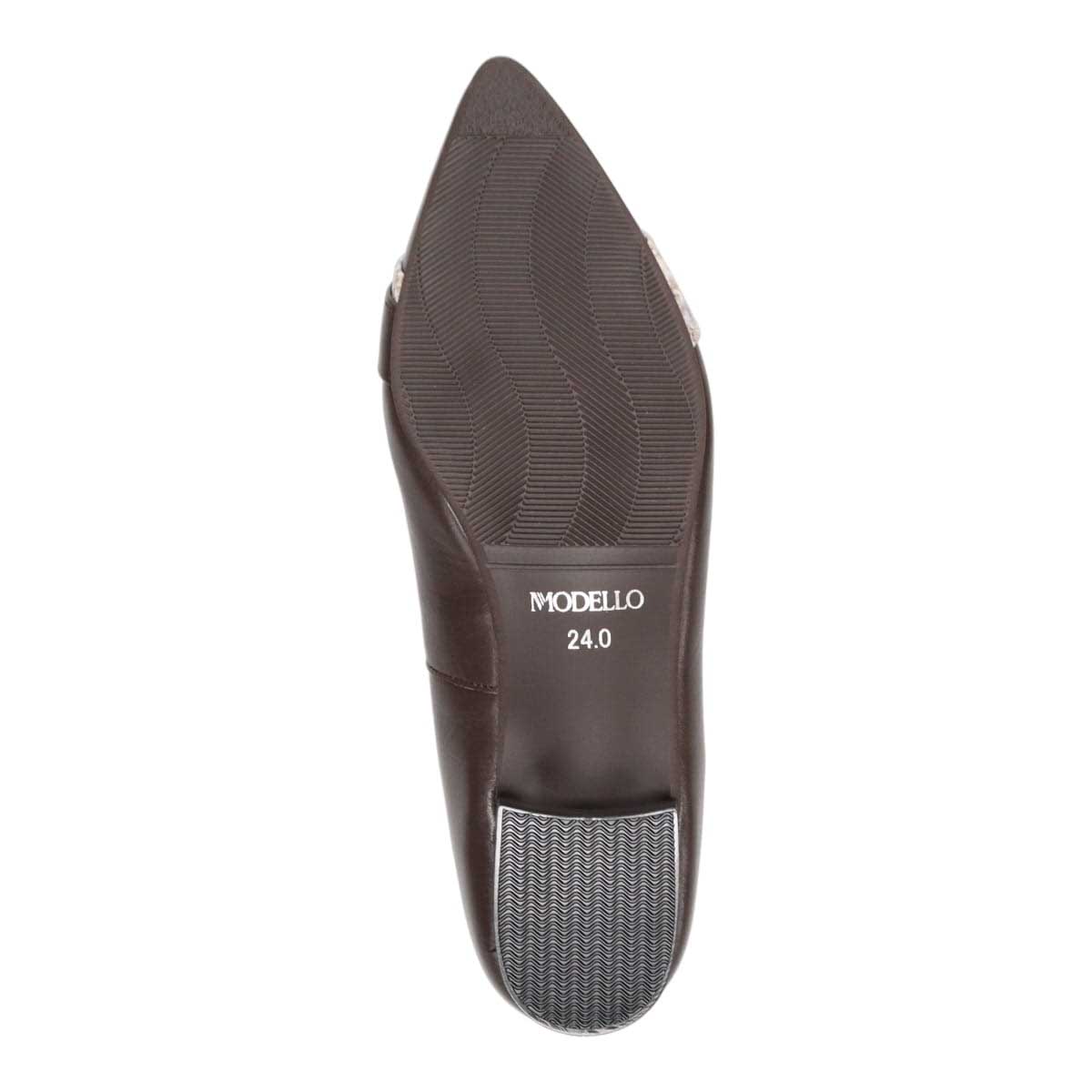モデロ MODELLO ポインテッドローヒールパンプス  DML8500 D-BROWN/C 23.0