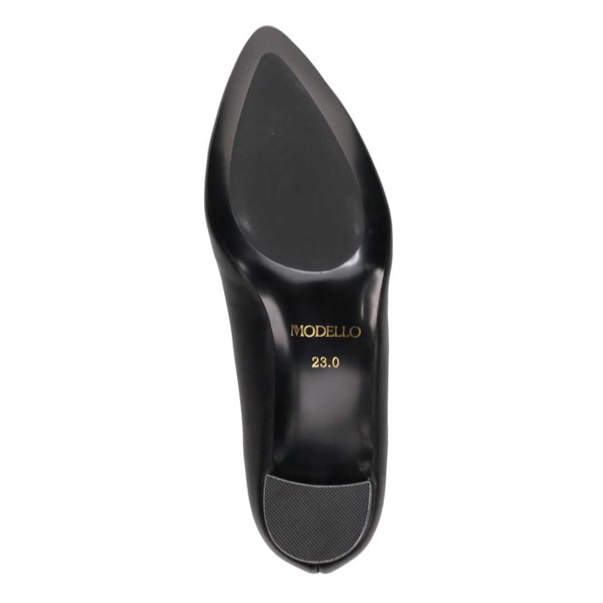【撥水仕様】モデロ MODELLO 特許 metaインソール搭載 3.5cm Vカットローヒールパンプス　DML8801MT BLACK 23.0