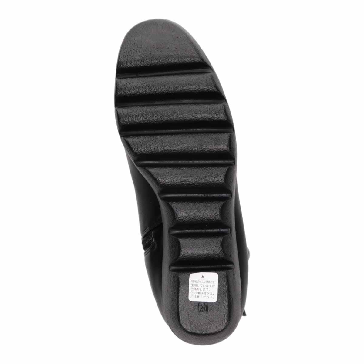【撥水加工】HIROKO KOSHINO FEMME　ウェーブソール カジュアルショートブーツ　HRL1002 BLACK M　(23.0～23.5)