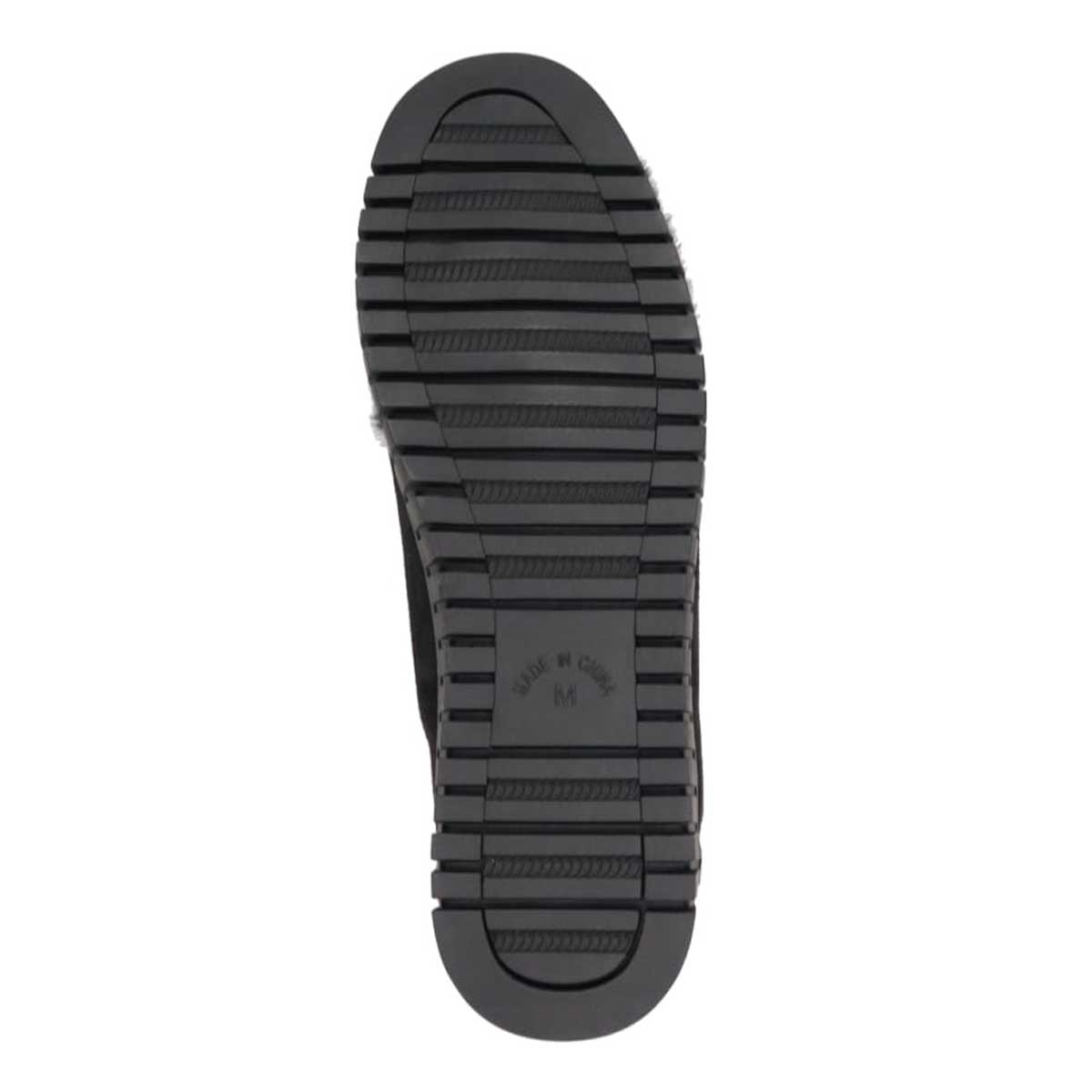 【撥水加工】HIROKO KOSHINO FEMME　モカにファーをあしらったフェミニンテイスト モカシンシューズ　HRL1010 BLACK M　(23.0～23.5)