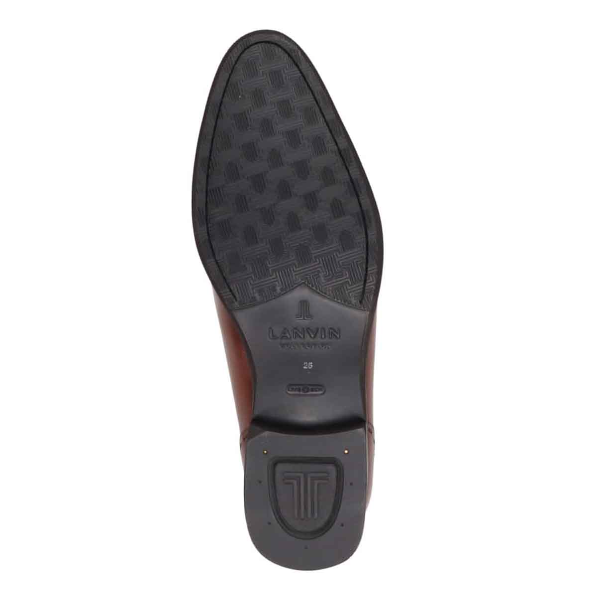 ランバンコレクション LANVIN COLLECTION 「Recovery Shiatsu Insole」搭載で指圧効果により血行をよくする。 軽量設計　内羽根ストレートチップドレスシューズ　LV1019XR BROWN 25.0