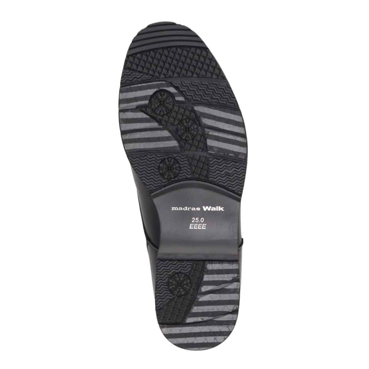 【GORE-TEX×防滑】madras Walk「Recovery Shiatsu Insole」搭載　指圧効果により血行をよくする。ゴアテックス搭載  防滑  幅広4E ラウンド 外羽根ユーチップドレスカジュアルシューズ　MW7410HR BLACK 25.0