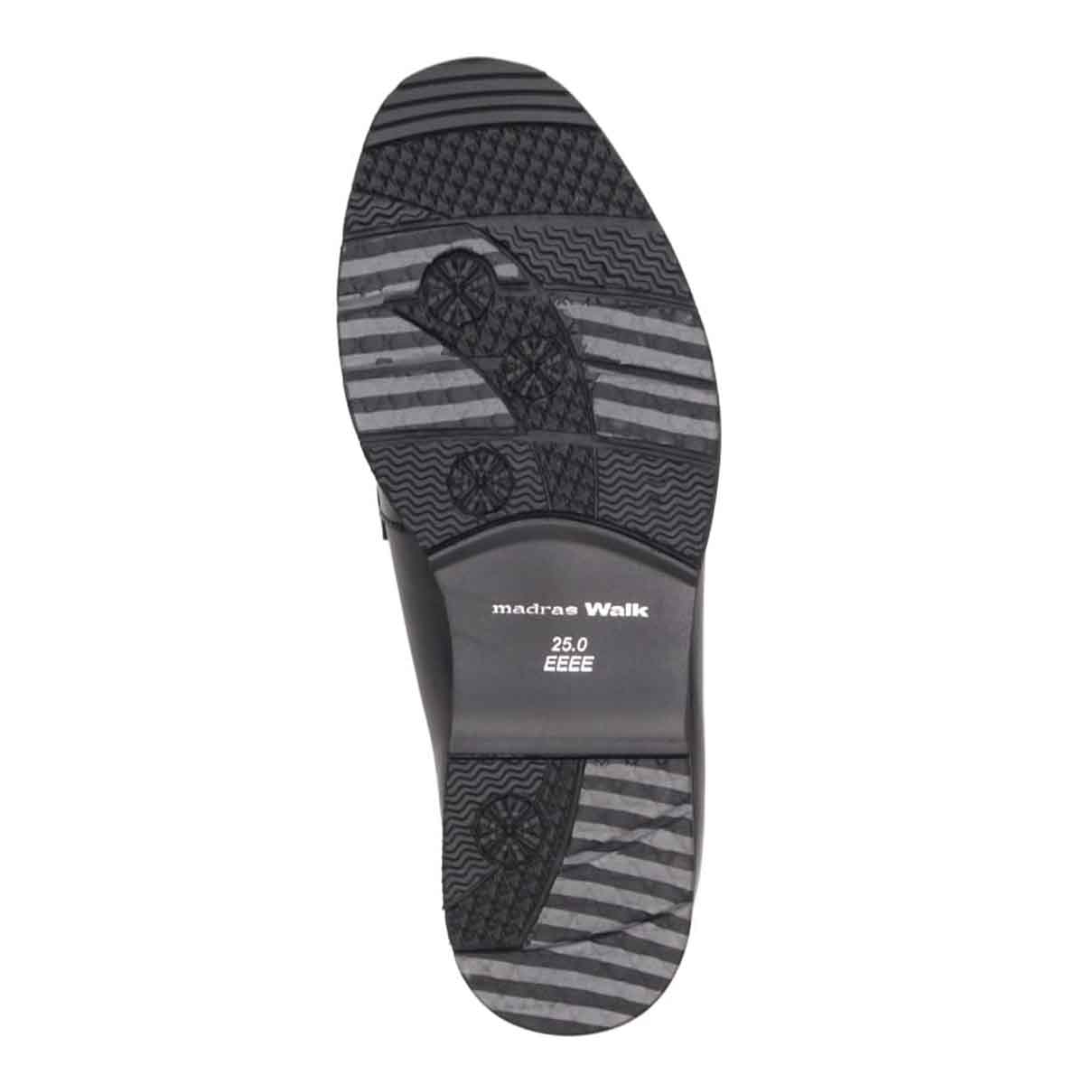 【GORE-TEX×防滑】madras Walk「Recovery Shiatsu Insole」搭載　指圧効果により血行をよくする。ゴアテックス搭載   防滑  幅広4E ラウンド 外羽根プレーントゥドレスカジュアルシューズ　MW7411HR BLACK 25.0