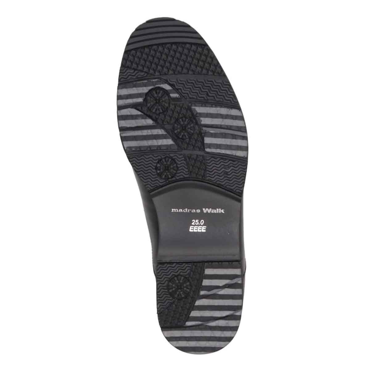 【GORE-TEX×防滑】madras Walk「Recovery Shiatsu Insole」搭載　指圧効果により血行をよくする。ゴアテックス搭載   防滑  幅広4E ラウンド スリッポンドレスカジュアルシューズ　MW7412HR BLACK 25.0