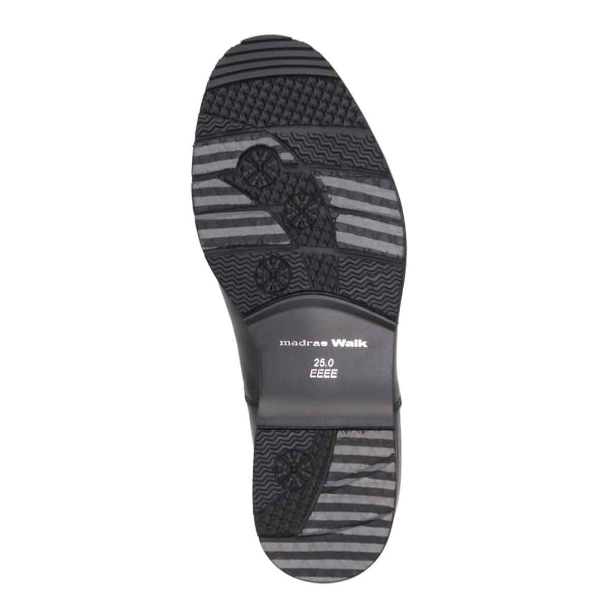 【GORE-TEX】madras Walk「Recovery Shiatsu Insole」搭載　指圧効果により血行をよくする。ゴアテックス搭載   防滑  幅広4E  ラウンド 内羽根ストレートチップドレスカジュアルシューズ　MW7413HR BLACK 25.0
