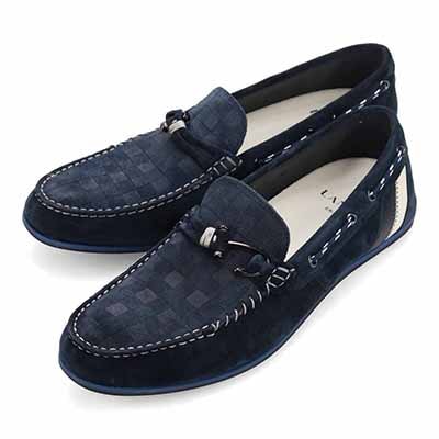 LANVIN en Bleu　ブロックチェックエンボスレザー ドライビングシューズ　86481