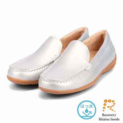 【撥水仕様】モデロ MODELLO 「Recovery Shiatsu Insole」搭載で指圧効果により血行をよくする。Recoveryスクエアトゥ モカシンシューズ  DML5500R