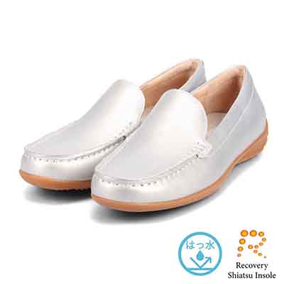 【撥水仕様】MODELLO「RecoveryShiatsu Insole」搭載で指圧効果により血行をよくする。Recoveryスクエアトゥ モカシンシューズ  DML5500R