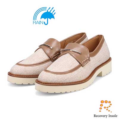 【撥水仕様】モデロ MODELLO 「リカバリーインソール」搭載で指圧効果により血行を115％促進。バー金具付き Recovery厚底ローファー　DML6061R