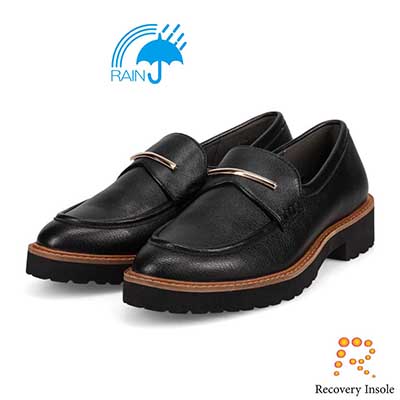 【撥水仕様】モデロ MODELLO 「リカバリーインソール」搭載で指圧効果により血行を115％促進。バー金具付き Recovery厚底ローファー　DML6061R