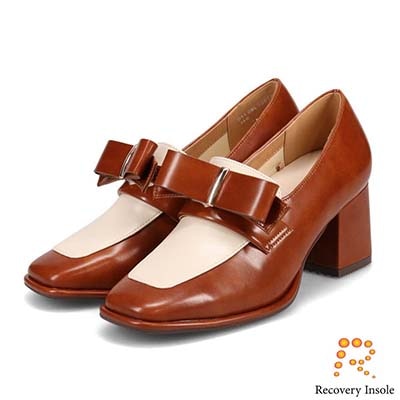 【取り外しリボン仕様】モデロ MODELLO 「リカバリーインソール」搭載で指圧効果により血行を115％促進。Recoveryチャンキーヒールローファー　DML6065R
