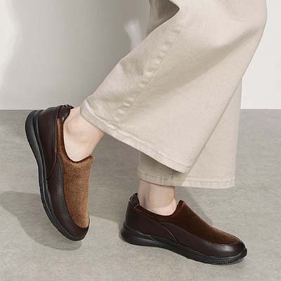 【撥水加工】HIROKO KOSHINO FEMME 素材コンビ スリッポンシューズ HRL3001