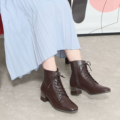 【撥水加工】テーン tehen メタルプレート入りのヒールがポイント♪トレンドアイテム・レースアップブーツ TN1766