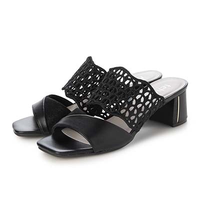 テーン tehen 大人の抜け感を演出する編み込みデザイン。歩きやすさと品格を兼ね備えた5cmヒール。ミュールサンダル　TN6711