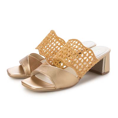 テーン tehen 大人の抜け感を演出する編み込みデザイン。歩きやすさと品格を兼ね備えた5cmヒール。ミュールサンダル　TN6711